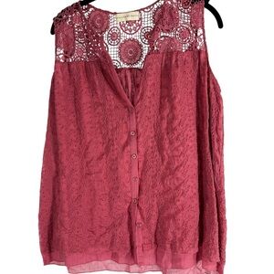 Johnny Was 4 Love and Liberty lace and silk sleeveless top Med
